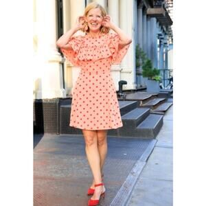 NWT Pearl by Lela Rose Rose Multi Polka Dot Dotted Ruffle Dress Size 8 $475